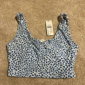 John Galt/PACSUN Blue Leopard Print Cropped Tank Top